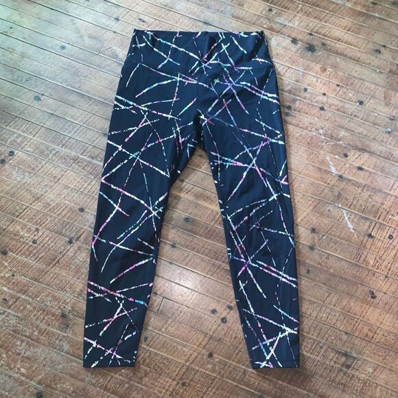Zyia multicolored abstract black 7/8 Athleisure 8-10 leggings - Picture 2 of 4